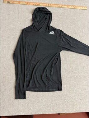 Adidas Freelift Mens Small Dark Gray Climalite Long Sleeve Hoodie Shirt